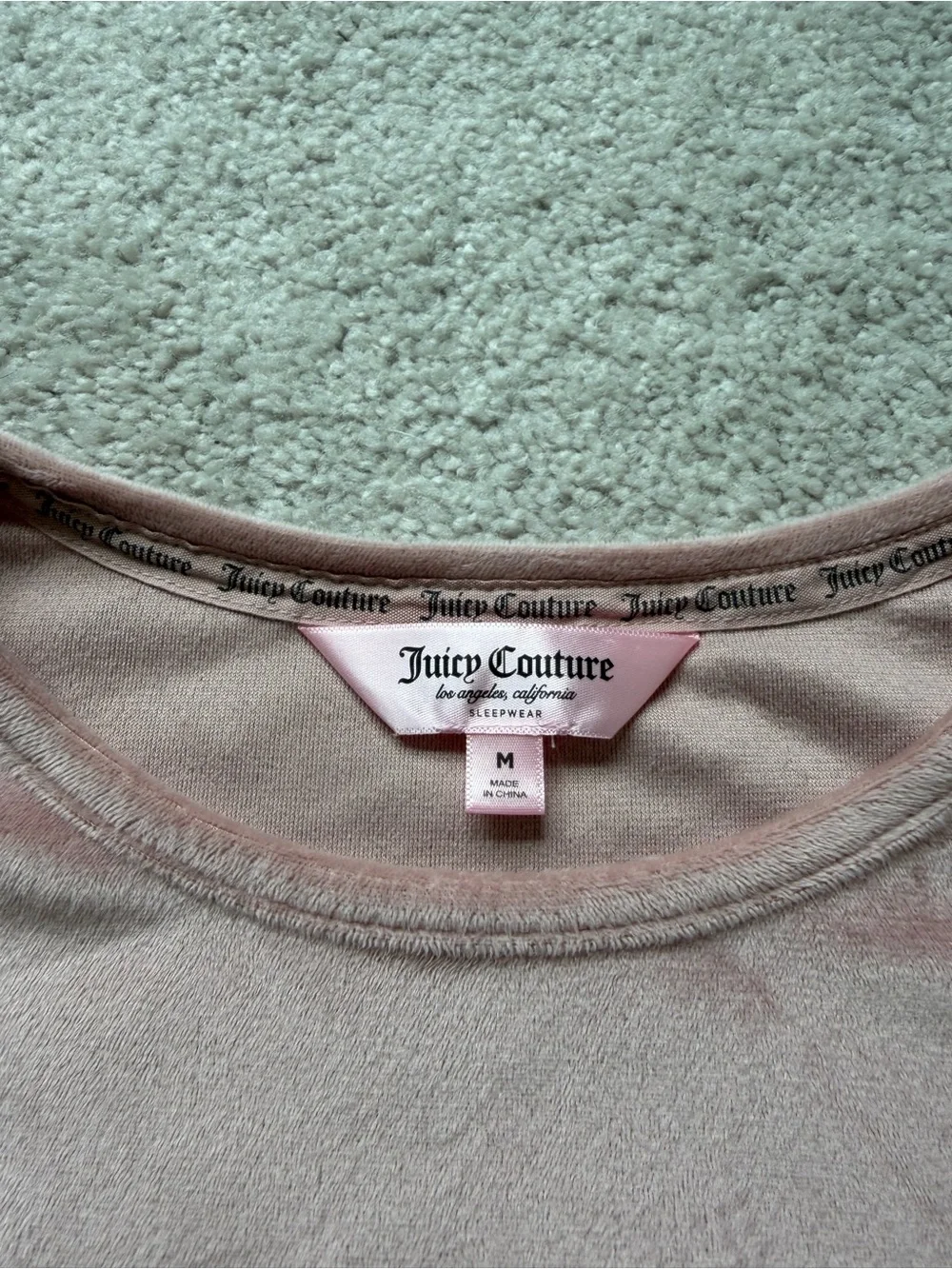 Juicy Couture Dusty Pink Velour Tee & Shorts Set with Rhinestone Logo